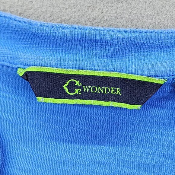 Vintage C Wonder Midi T Shirt Dress Women's Medium Blue V Neck Embroidered - Picture 3 of 11